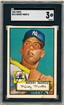 1952 Topps Baseball- #311 Mickey Mantle, Yankees- SGC Vg 3 – Wow!