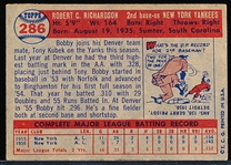 1957 Topps Baseball- #286 Bobby Richardson RC, Yankees