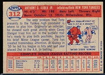 1957 Topps Baseball- #312 Tony Kubek RC, Yankees- Semi Hi#