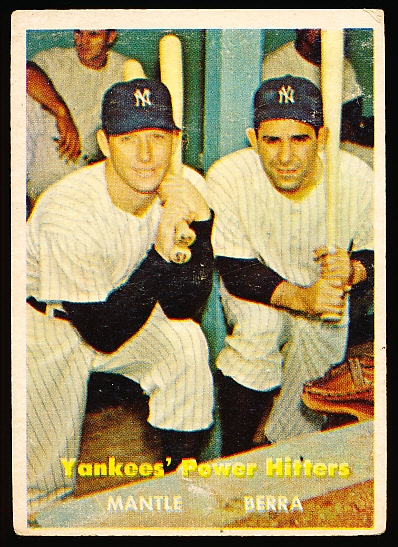 1957 Topps Baseball- #407 Yankees Power Hitters- Mantle/ Berra
