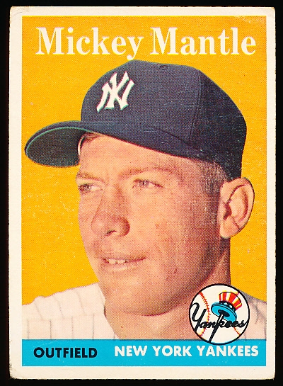 1958 Topps Baseball- #150 Mickey Mantle, Yankees