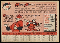 1958 Topps Baseball- #150 Mickey Mantle, Yankees