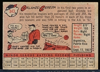 1958 Topps Baseball- #343 Orlando Cepeda RC