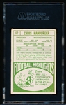 Autographed 1968 Topps Football- # 62 Chris Hanburger, Washington- SGC Authentic Certified & Encapsulated