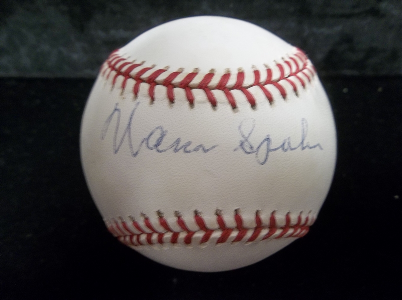 Autographed Warren Spahn Official N.L. (L. Coleman Pres.) Baseball