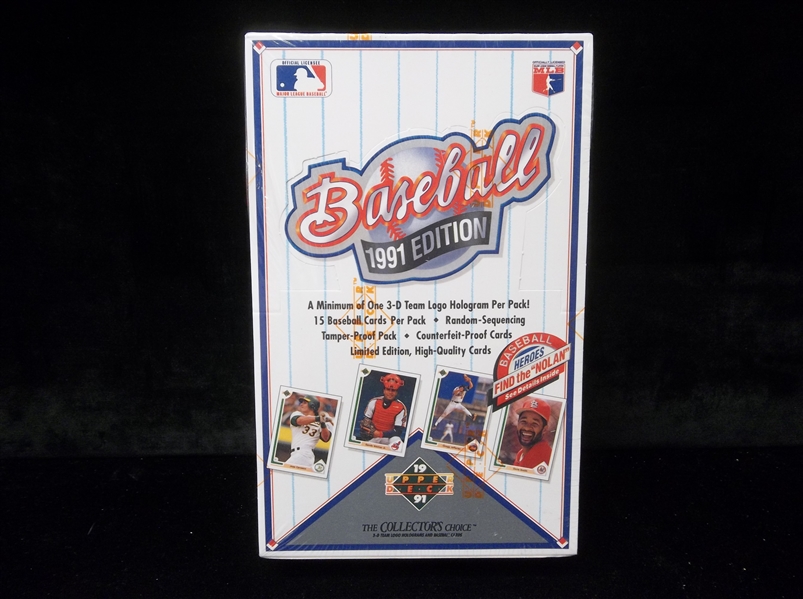 1991 Upper Deck Bsbl.- 1 Unopened Low Series Factory Sealed Wax Box