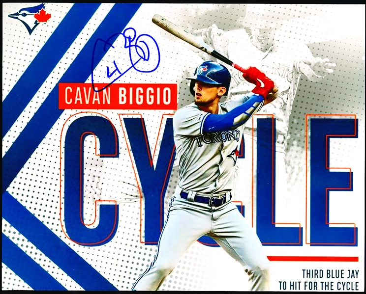 Autographed Cavan Biggio “Third Blue Jay to Hit for the Cycle” Color 8” x 10” Photo