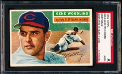 Autographed 1956 Topps Baseball- #163 Gene Woodling, Cleveland- SGC Certified & Encapsulated