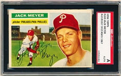 Autographed 1956 Topps Baseball- #269 Jack Meyer, Phillies- SGC Certified & Encapsulated