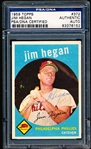 Autographed 1959 Topps Baseball- #372 Jim Hegan. Phillies- PSA/DNA Certified and Encapsulated