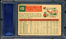 Autographed 1959 Topps Baseball- #430 Whitey Ford, Yankees- PSA/ DNA Certified & Encapsulated
