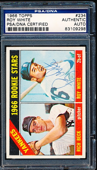 Autographed 1966 Topps Baseball- #234 Roy White, Yankees RC- Signed by Roy White- PSA/ DNA Certified & Encapsulated