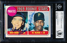 Autographed 1969 Topps Baseball- #82 Al Oliver/ Richie Hebner Signed by Both!- Beckett Certified & Encapsulated