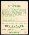 1933 Goudey Baseball- #54 Ray Kremer, Pirates