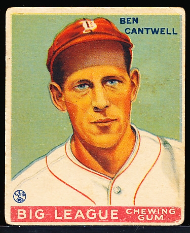 1933 Goudey Baseball- #139 Ben Cantwell, Boston Braves