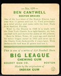 1933 Goudey Baseball- #139 Ben Cantwell, Boston Braves