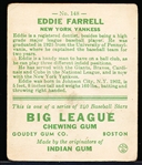 1933 Goudey Baseball- #148 Eddie Farrell, Yankees