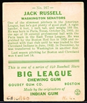 1933 Goudey Baseball- #167 Jack Russell, Washington