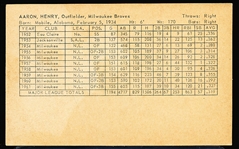 1962 Stat Back Baseball Exhibit- Hank Aaron