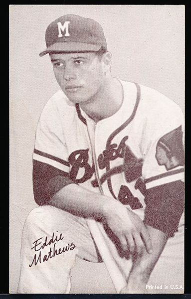 1962 Stat Back Baseball Exhibit- Eddie Mathews