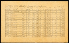 1962 Stat Back Baseball Exhibit- Eddie Mathews