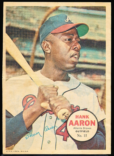 1967 Topps Baseball Poster- #15 Hank Aaron, Braves