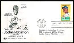 Aug 2, 1982 Cooperstown NY First Day Cover- Jackie Robinson (Black Heritage Series)