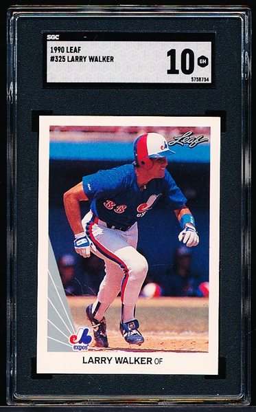 1990 Leaf Baseball- #325 Larry Walker, Expos RC- SGC 10 (GM)