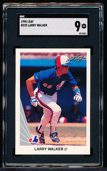 1990 Leaf Baseball- #325 Larry Walker, Expos RC- SGC 9 (MT)