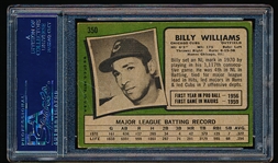 Autographed 1971 Topps Baseball- #350 Billy Williams, Cubs- PSA/ DNA Certified & Encapsulated