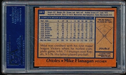 Autographed 1978 Topps Baseball- #341 Mike Flanagan, Orioles- PSA/ DNA Certified & Encapsulated