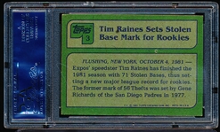 Autographed 1982 Topps Baseball- #3 Tim Raines HL- PSA/DNA Certified & Encapsulated