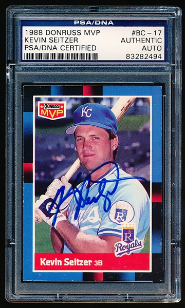 Autographed 1988 Donruss Baseball-#BC17 Kevin Seitzer, Royals- PSA/ DNA Certified & Encapsulated