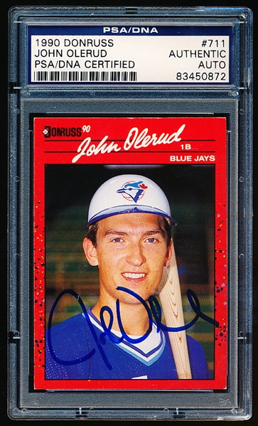 Autographed 1990 Donruss Baseball- #711 John Olerud, Blue Jays- PSA/ DNA Certified & Encapsulated