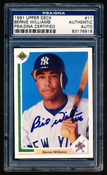 Autographed 1991 Upper Deck Bb- #11 Bernie Williams, Yankees - PSA/DNA Certified & Encapsulated
