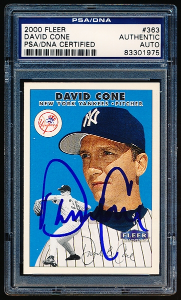 Autographed 2000 Fleer Bb- #363 David Cone, Yankees- PSA/DNA Certified & Encapsulated