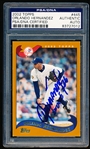 Autographed 2002 Topps BB- #445 Orlando Hernandez, Yankees- PSA/ DNA Certified & Encapsulated