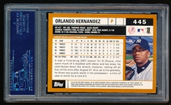 Autographed 2002 Topps BB- #445 Orlando Hernandez, Yankees- PSA/ DNA Certified & Encapsulated