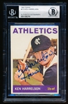 Autographed 1964 Topps Baseball- #419 Ken Harrelson, Athletics- Beckett Certified & Encapsulated