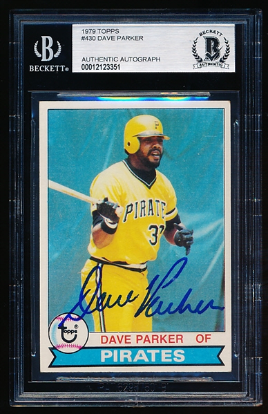 Autographed 1979 Topps Bb- #430 Dave Parker, Pirates- Beckett Certified & Encapsulated