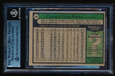 Autographed 1979 Topps Bb- #495 Tony Perez, Expos- Beckett Certified & Encapsulated