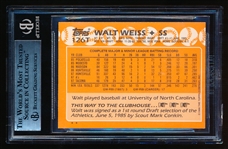 Autographed 1988 Topps Bb Traded- #126T Walt Weiss, A’s- Beckett Certified & Encapsulated