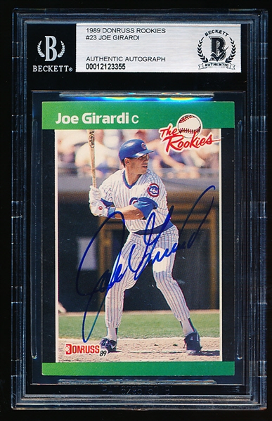 Autographed 1989 Donruss Bb “The Rookies”- #23 Joe Girardi- Beckett Certified & Encapsulated