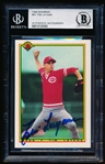 Autographed 1990 Bowman Bb- #41 Tim Layana, Reds- Beckett Certified & Encapsulated