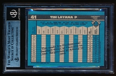 Autographed 1990 Bowman Bb- #41 Tim Layana, Reds- Beckett Certified & Encapsulated