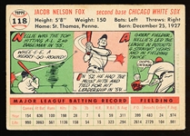 1956 Topps Bb- #118 Nellie Fox, White Sox- White Back