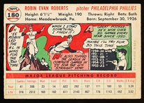 1956 Topps Bb- #180 Robin Roberts, Phillies- White Back