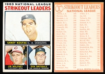 1964 Topps Bb- #5 NL Strikeout Ldrs- (Koufax)- 5 Cards