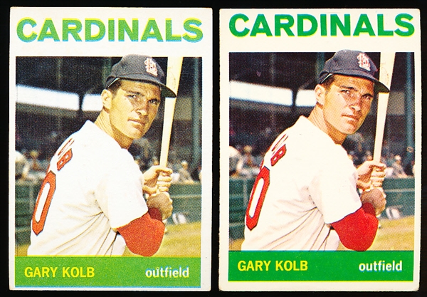 1964 Topps Bb- #119 Gary Kolb- 2 Slight Color Variations