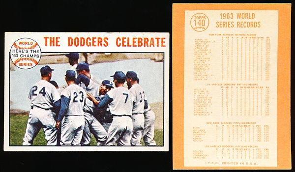 1964 Topps Bb- #140 “The Dodgers Celebrate”- 5 Cards